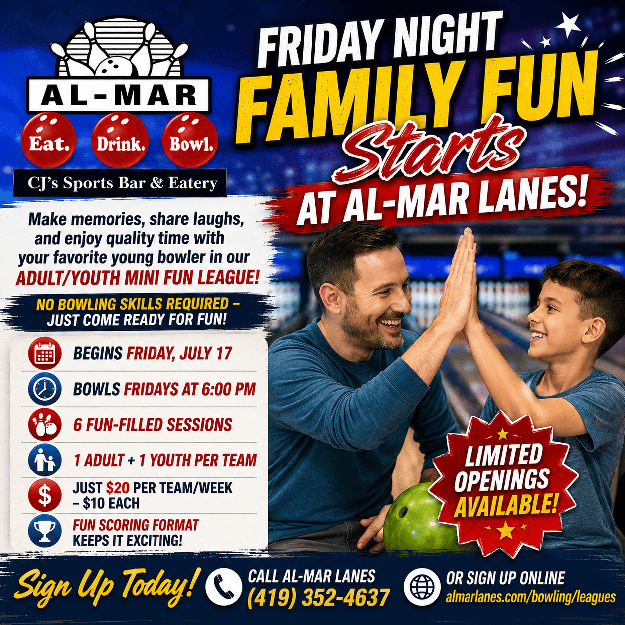 Adult/Youth Mini Fun League — Friday Night Family Fun at Al-Mar Lanes