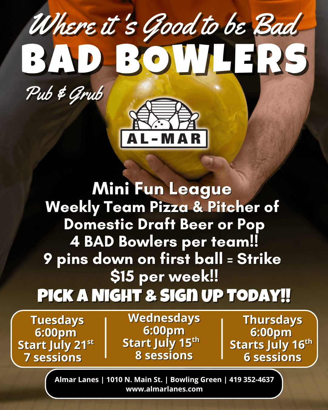 Bad Bowlers Pub & Grub Mini Fun League at Al-Mar Lanes